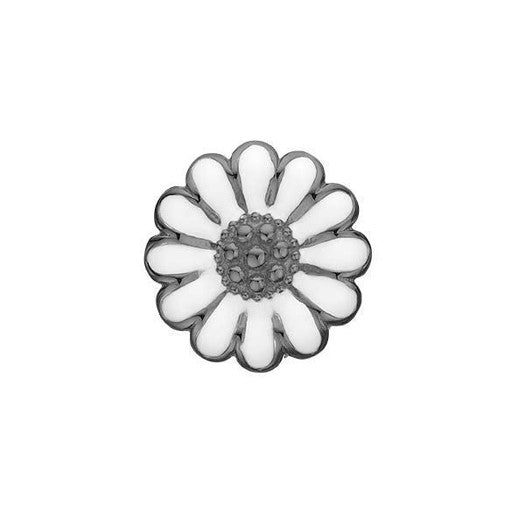 MARGUERITE charm i sort sølv med hvid emalje fra Christina Jewelry & Watches